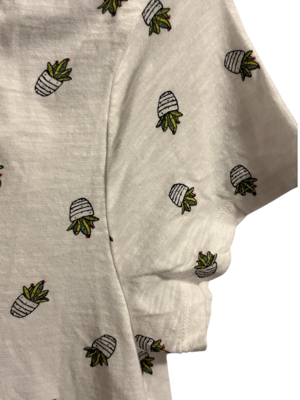 LOFT White Cotton Tee with Succulents - Picture 3 of 6